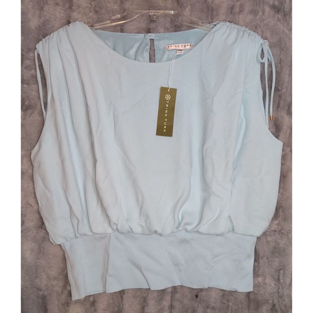NWT Trina Turk Stillness Top Size XXL‎ Sky Blouson Spring Plus Size 2204119SB1